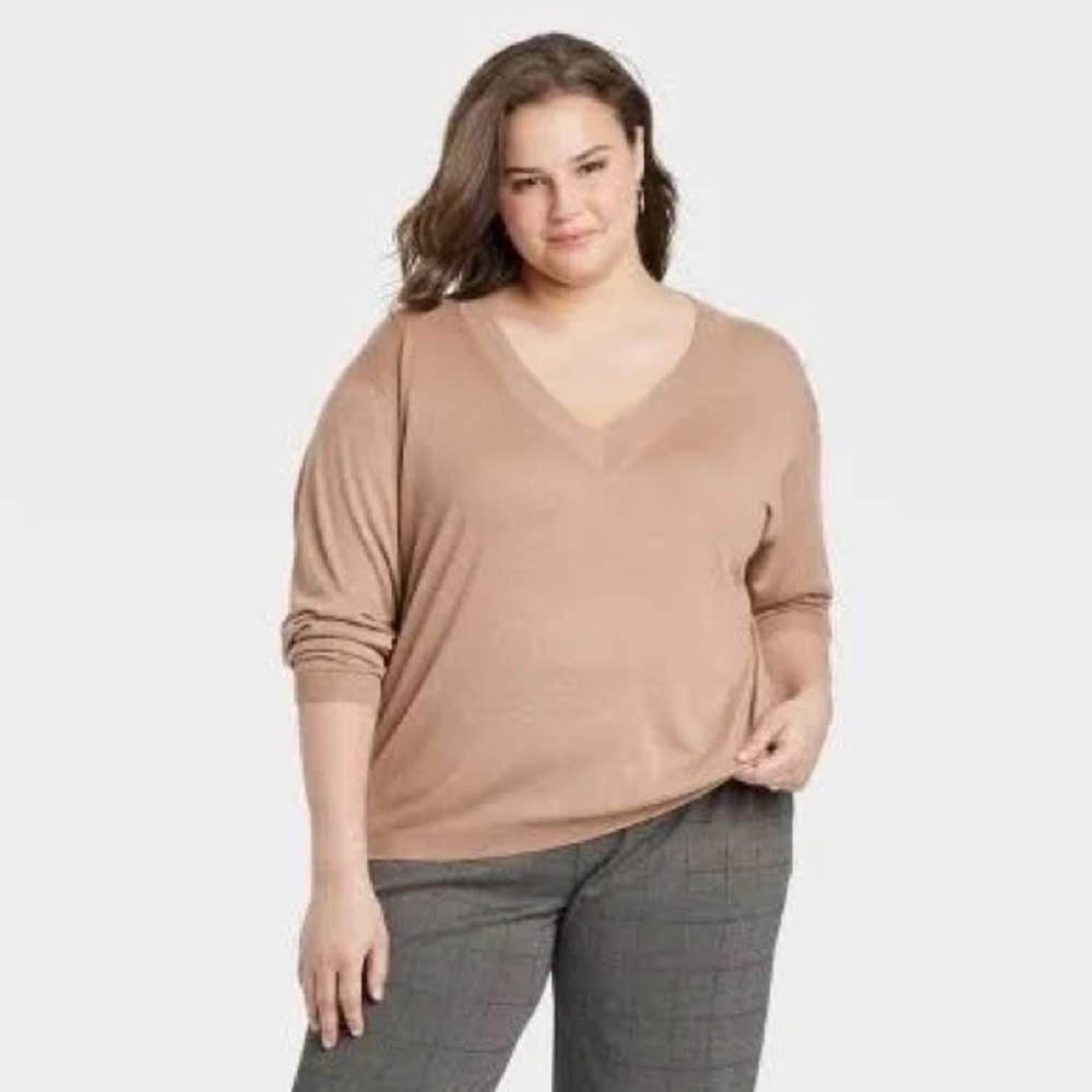 a new day Women's V-Neck Sweater - Brown